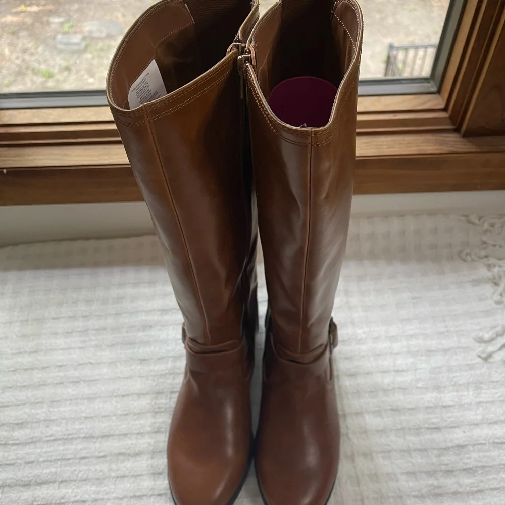 Brown Leather Knee-High Boots